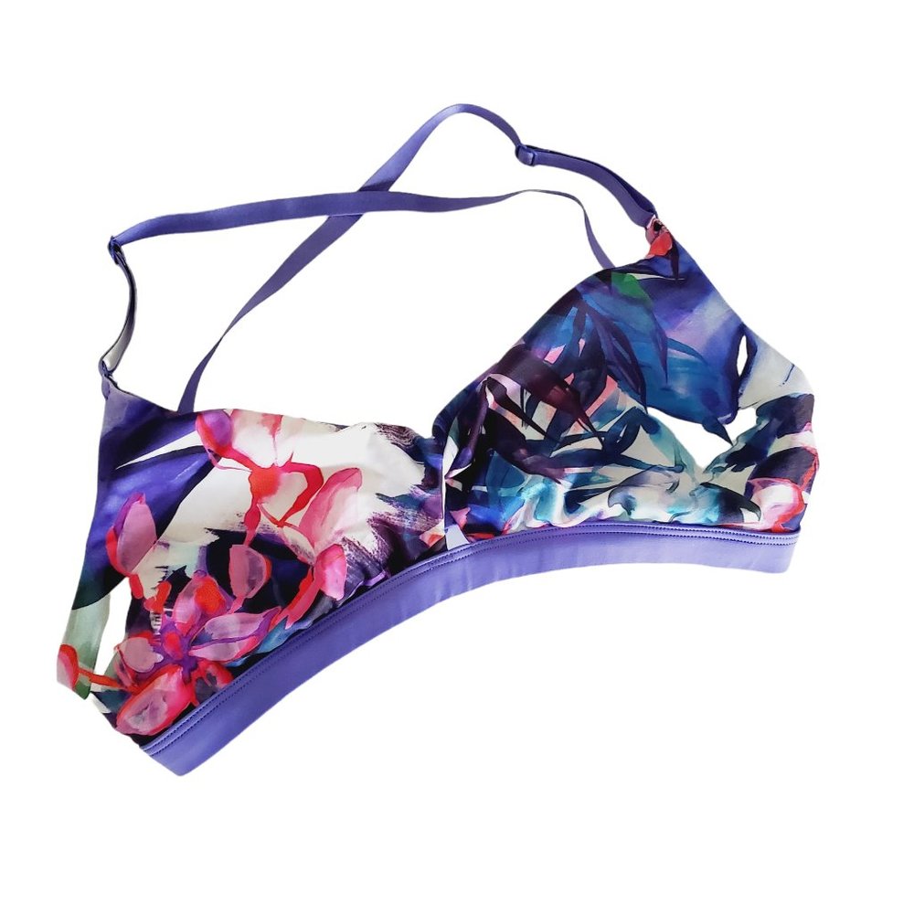 ROXY Watercolor Floral Criss Cross Bikini Top
